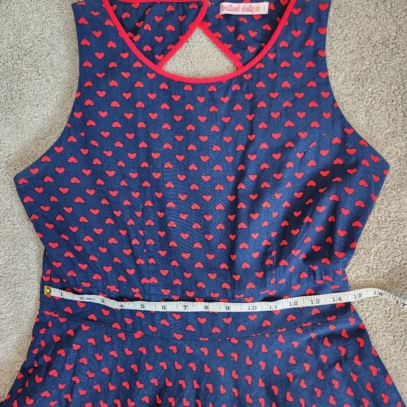 Vintage Retro Pin-up Style 50s Heart Polk-a-dot Dress Strapless Size Large - Picture 8 of 12